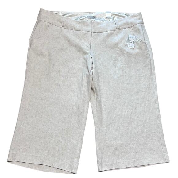 Maurices Wide Leg Capri Pants Womens 22 Ivory Beige Linen Blend NWT - Picture 1 of 6